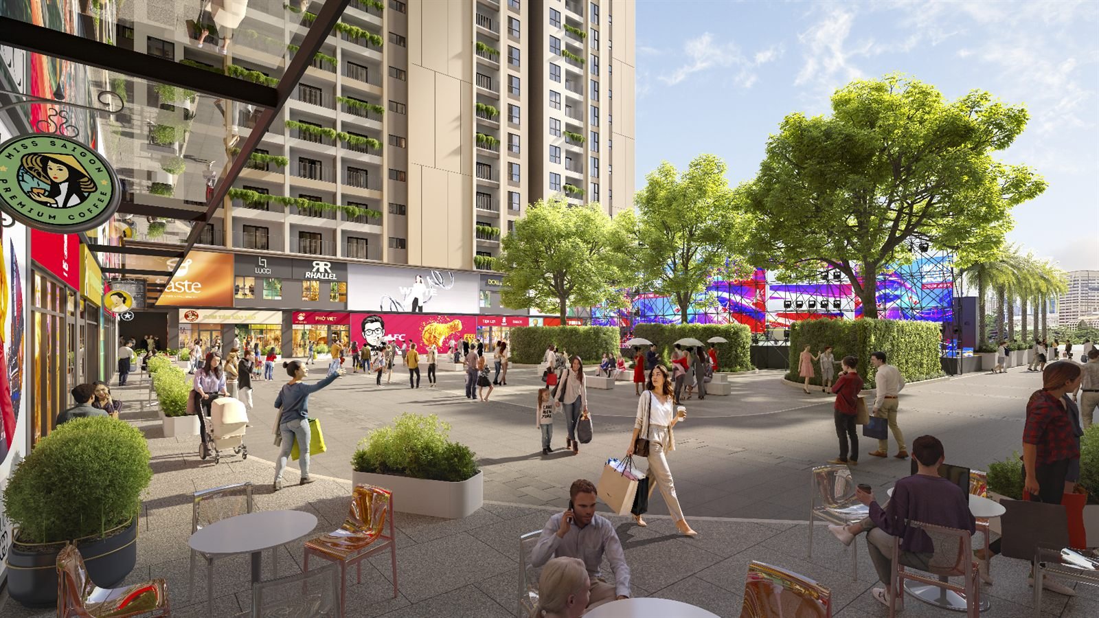 Khu tổ chức sự kiện hằng tuần với màn hình LED tại Bcons Central Park