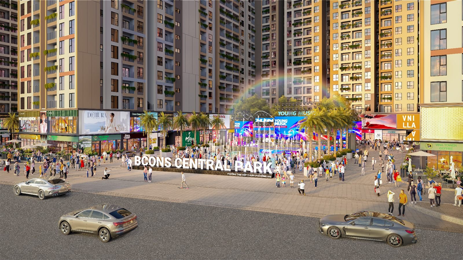 Quảng trường nhạc nước Bcons Central Park ngay mặt tiền đường Phan Trung
