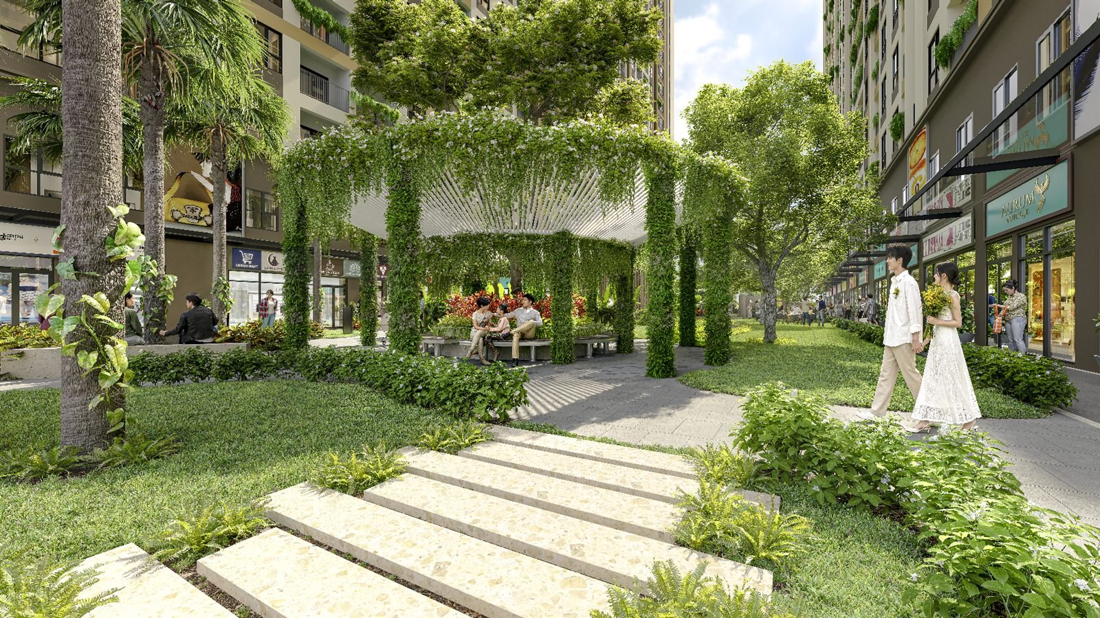 Vườn nghỉ Relax Pavillion phủ cây xanh — Bcons Central Park