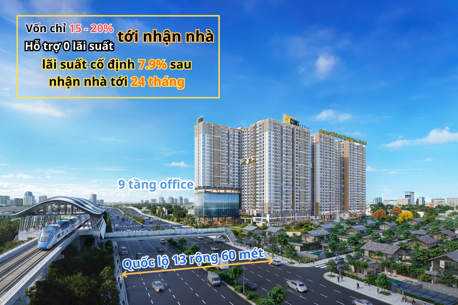 Bcons New Sky - Phối cảnh mặt tiền Quốc lộ 13