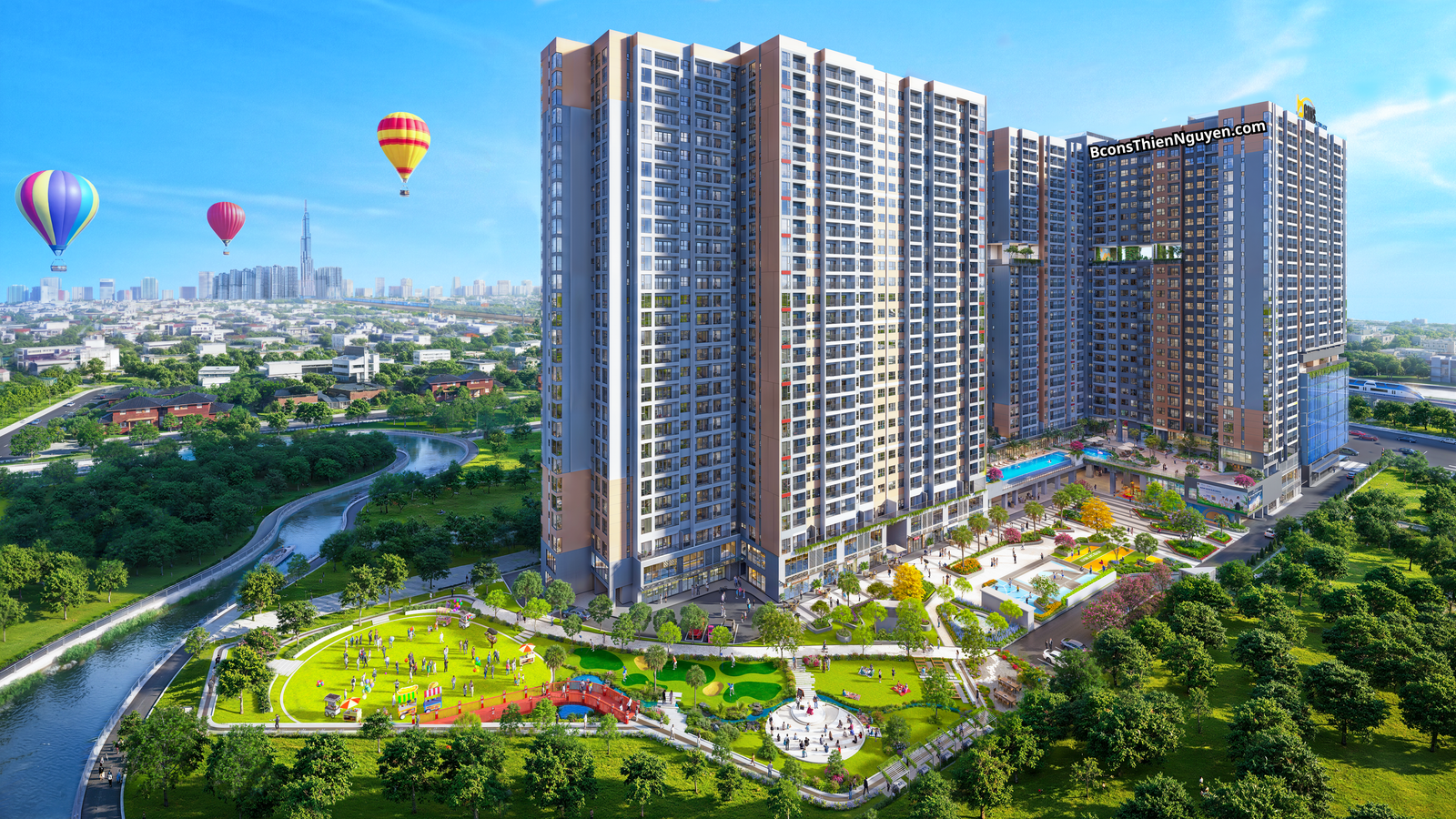 Bcons New Sky - Phối cảnh tổng thể & công viên nội khu