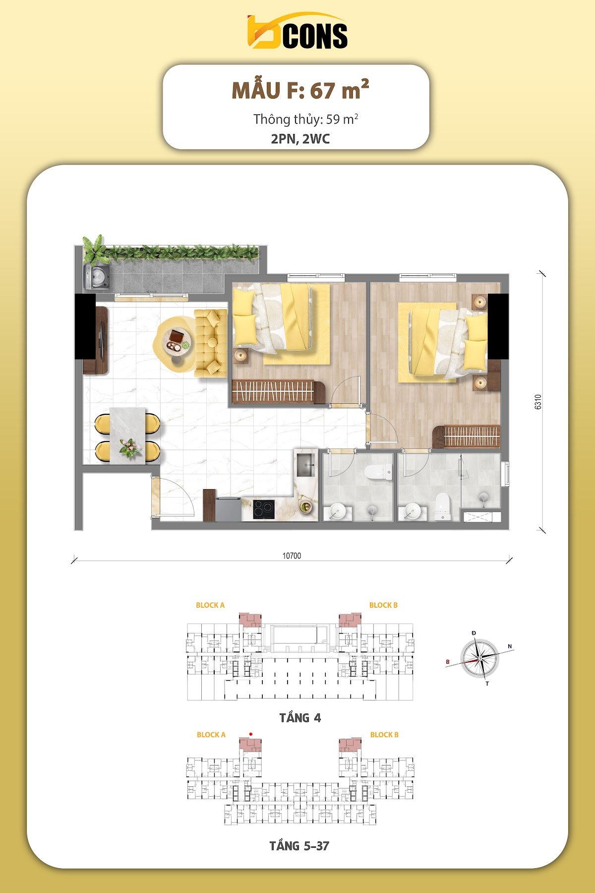 Bản vẽ thiết kế căn hộ mẫu F Bcons Aria