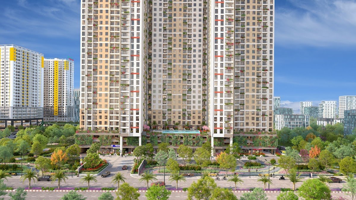 Kiến trúc mặt đứng và khối đế thương mại Bcons Aria